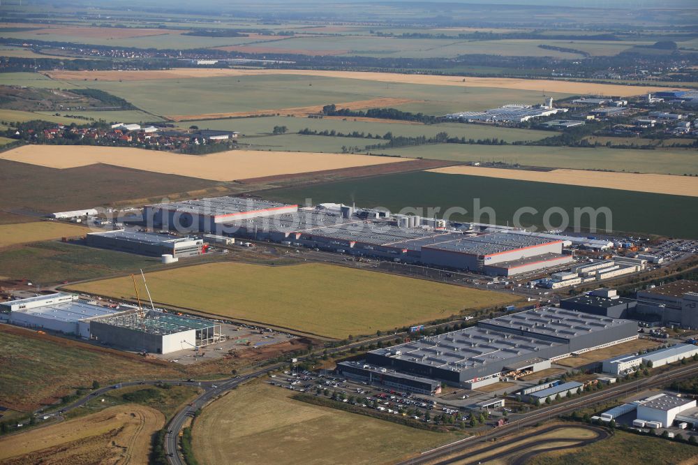 Bittstädt from above - Industrial estate and company settlement on street Gottfried-Schenker-Strasse in Bittstaedt in the state Thuringia, Germany