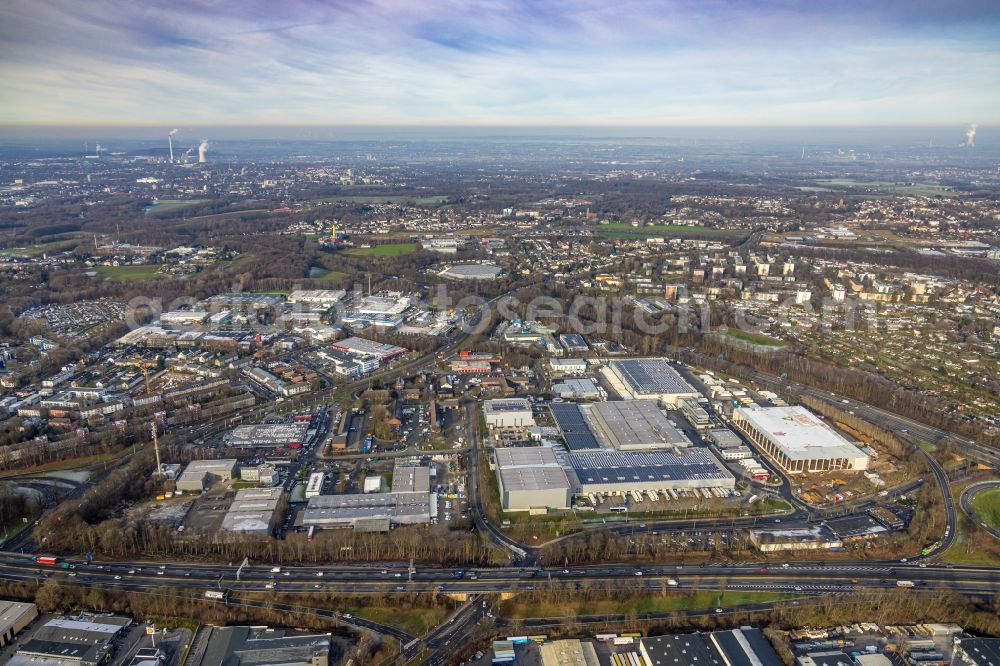 Aerial image Bochum - Industrial estate and company settlement in the district Harpen in Bochum at Ruhrgebiet in the state North Rhine-Westphalia, Germany