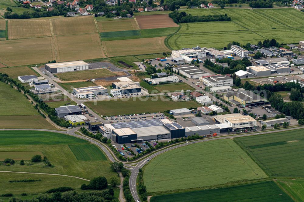 Bodelshausen from the bird's eye view: Industrial estate and company settlement in Bodelshausen in the state Baden-Wuerttemberg, Germany