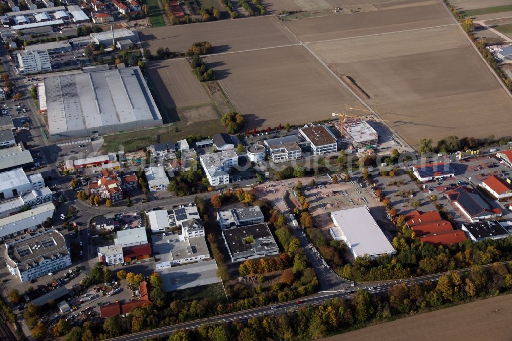 Bodenheim from the bird's eye view: Industrial estate and company settlement in Bodenheim in the state Rhineland-Palatinate, Germany