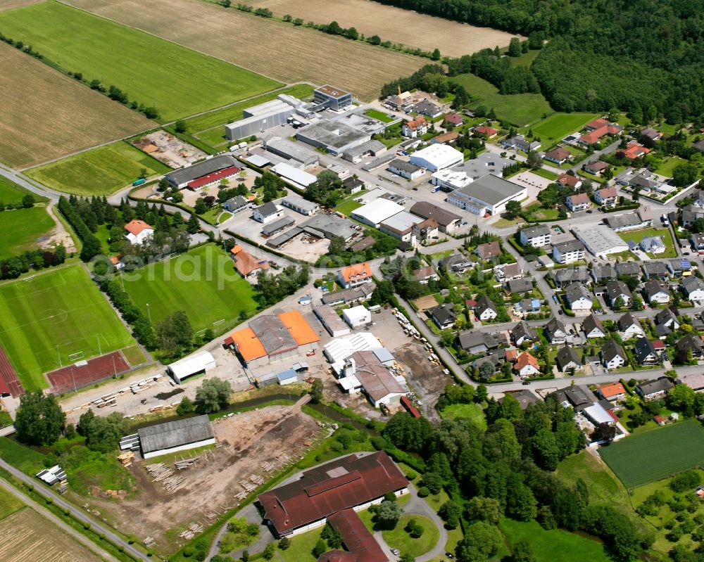 Bodersweier from the bird's eye view: Industrial estate and company settlement in Bodersweier in the state Baden-Wuerttemberg, Germany