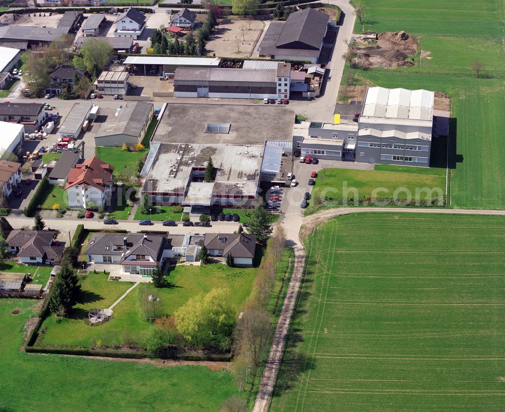 Aerial photograph Bodersweier - Industrial estate and company settlement on street Handwerkstrasse in Bodersweier in the state Baden-Wuerttemberg, Germany