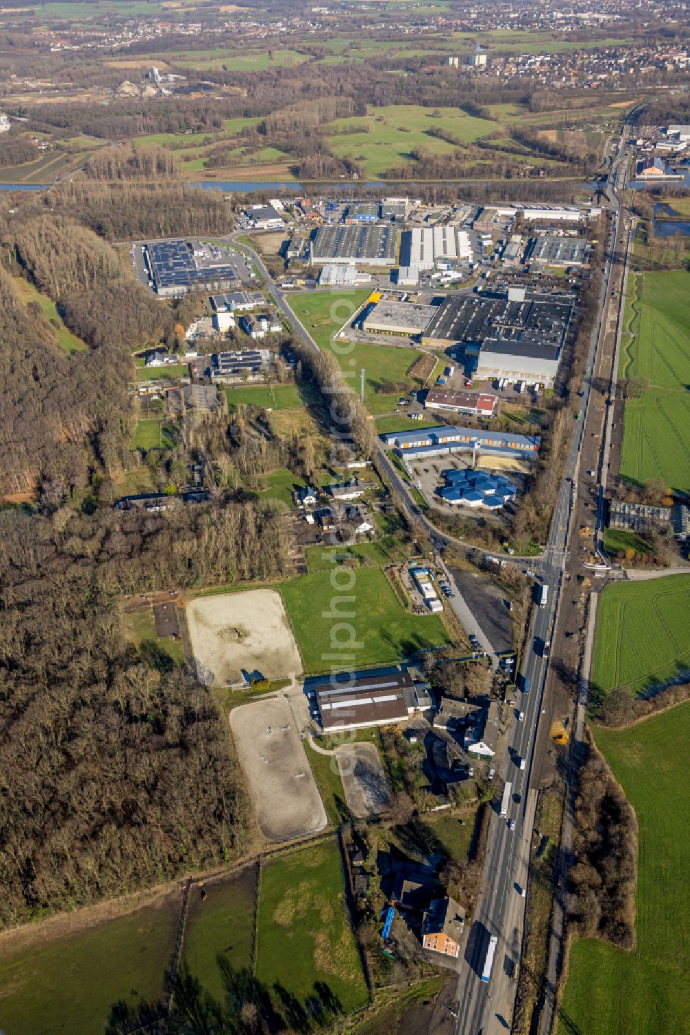 Aerial image Brambauer - Industrial estate and company settlement on street An der Wethmarheide in Brambauer at Ruhrgebiet in the state North Rhine-Westphalia, Germany