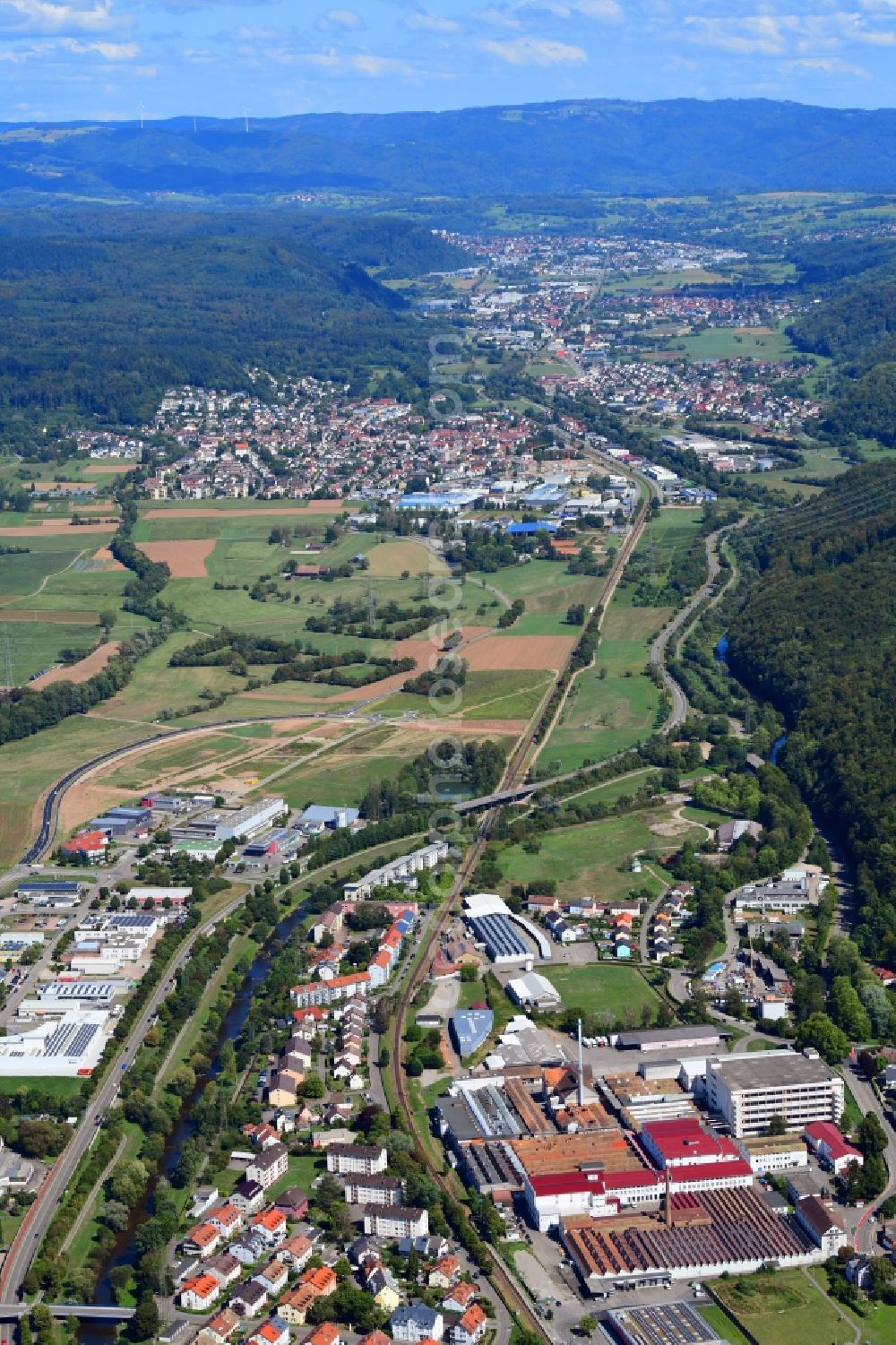 Aerial image Brombach - Industrial estate and company settlement in Brombach in the state Baden-Wuerttemberg, Germany