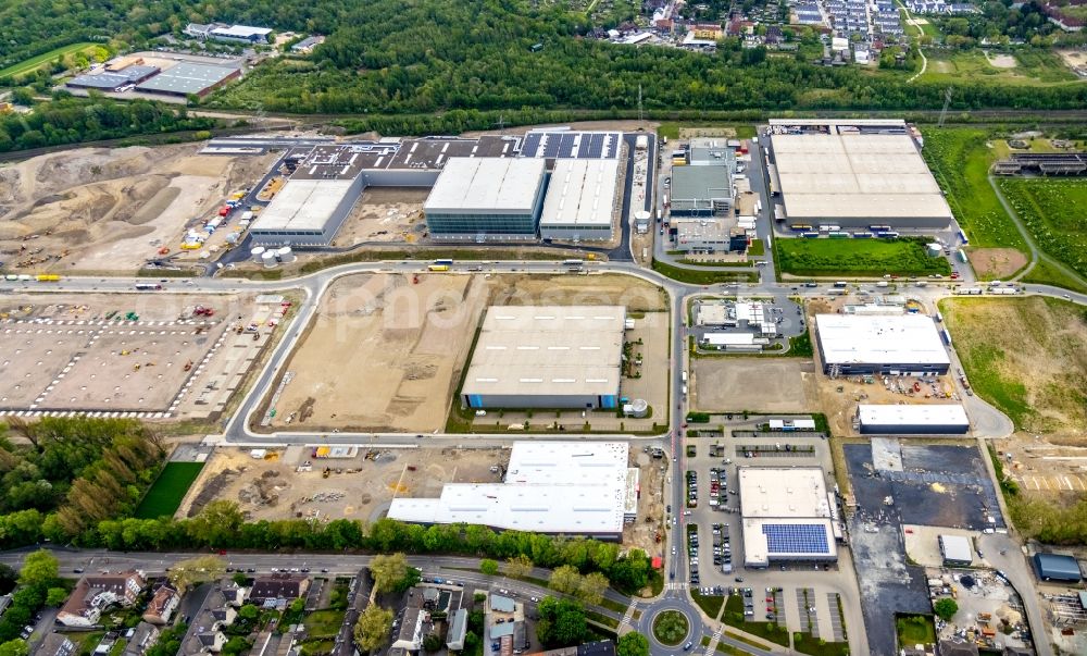 Aerial image Gelsenkirchen - Industrial estate and company settlement Bruesseler Strasse in the district Bulmke-Huellen in Gelsenkirchen at Ruhrgebiet in the state North Rhine-Westphalia