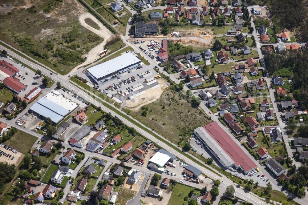 Aerial image Nittenau - Industrial estate and company settlement Brucker Strasse - Industriestrasse in Nittenau in the state Bavaria, Germany