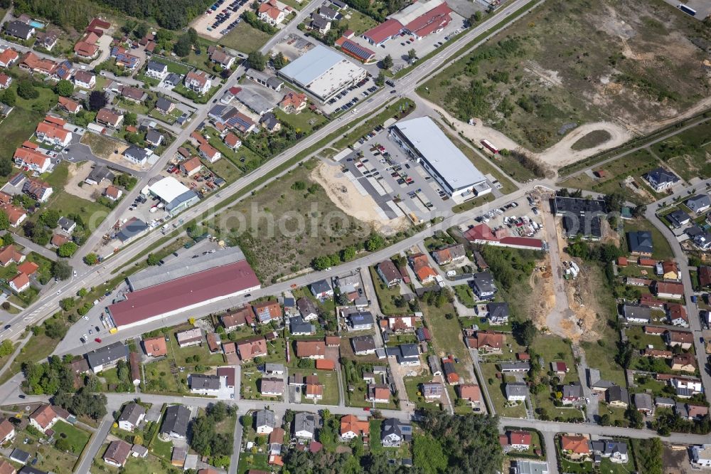 Nittenau from above - Industrial estate and company settlement Brucker Strasse - Industriestrasse in Nittenau in the state Bavaria, Germany