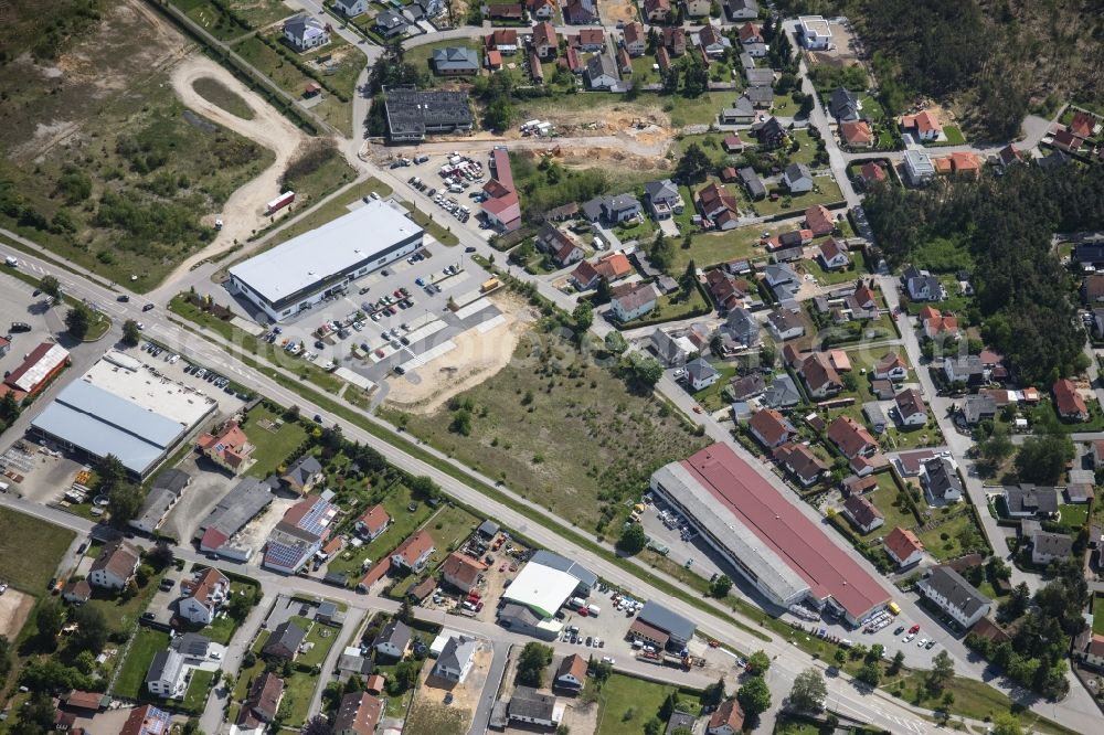 Aerial image Nittenau - Industrial estate and company settlement Brucker Strasse - Industriestrasse in Nittenau in the state Bavaria, Germany