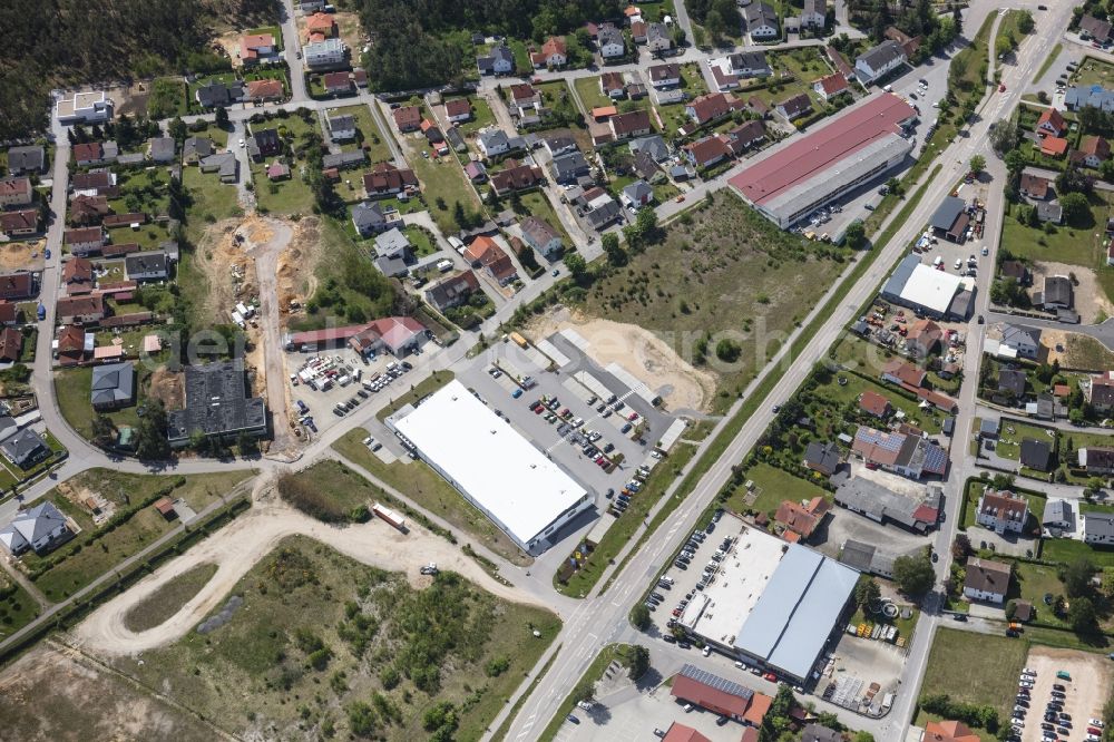 Nittenau from above - Industrial estate and company settlement Brucker Strasse - Industriestrasse in Nittenau in the state Bavaria, Germany