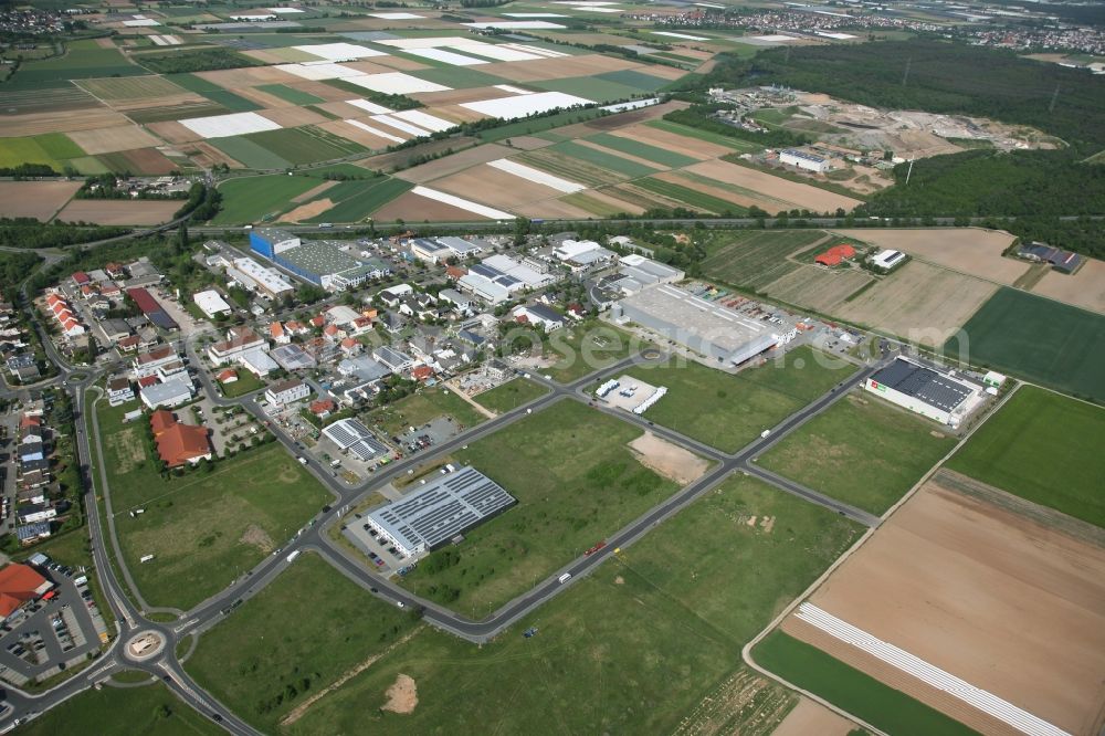 Büttelborn from the bird's eye view: Industrial estate and company settlement in Buettelborn in the state Hesse