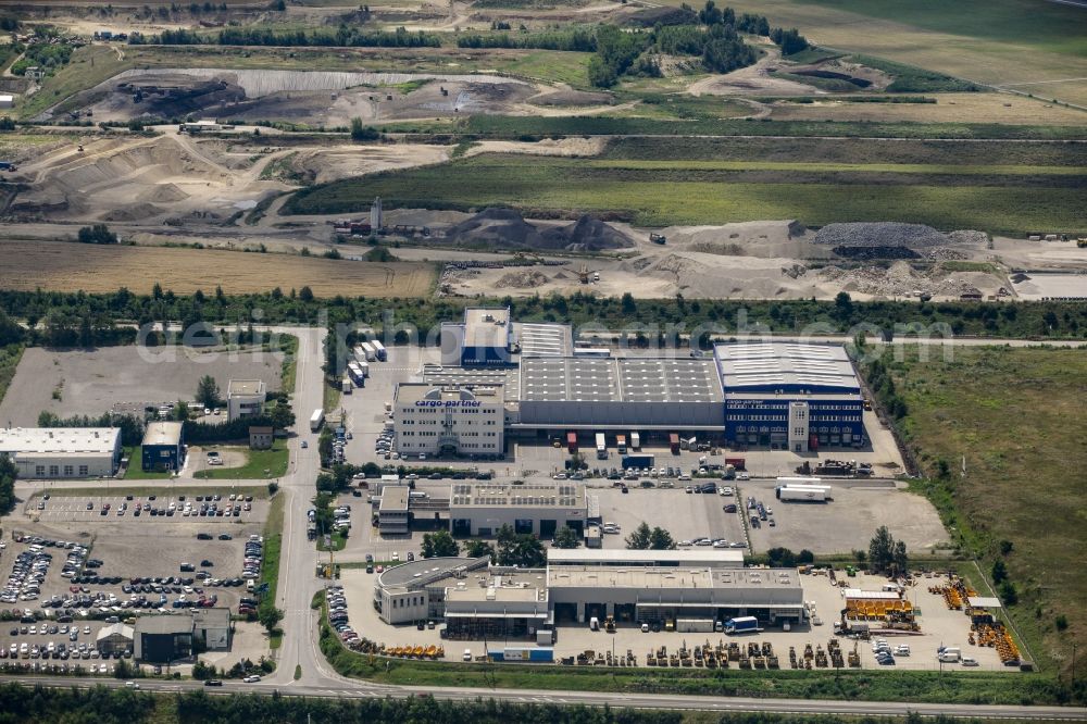 Aerial image Fischamend-Dorf - Commercial area Airport City on federal motorway A4 with the company headquarters of Cargo Partner GmbH in Fischamend-Dorf in Lower Austria, Austria