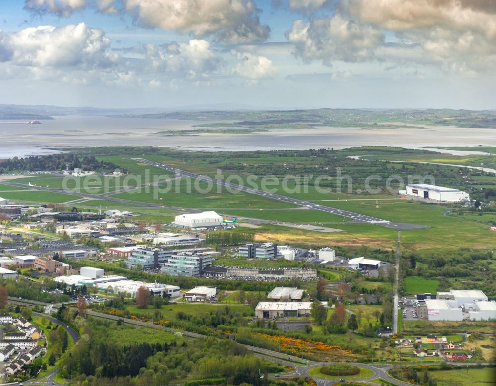 Shannon from above - Industrial estate and company settlement Business Park in Shannon in Clare, Ireland