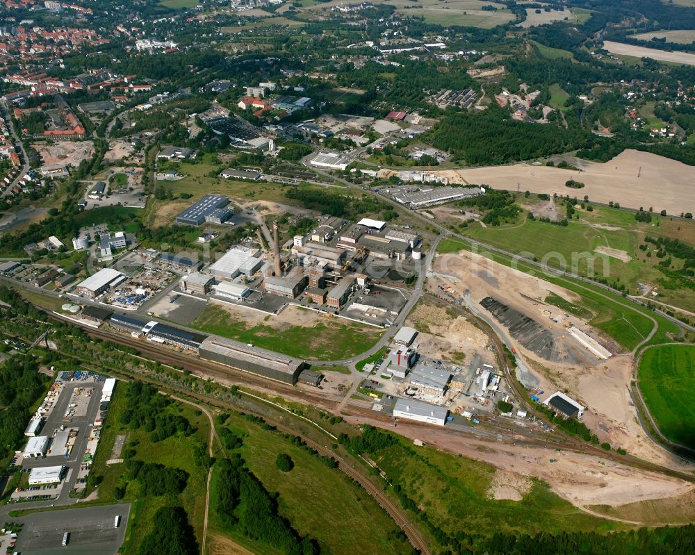 Aerial photograph Erlau - Industrial estate and company settlement on Carl-Schiffner-Strasse in Erlau in the state Saxony, Germany