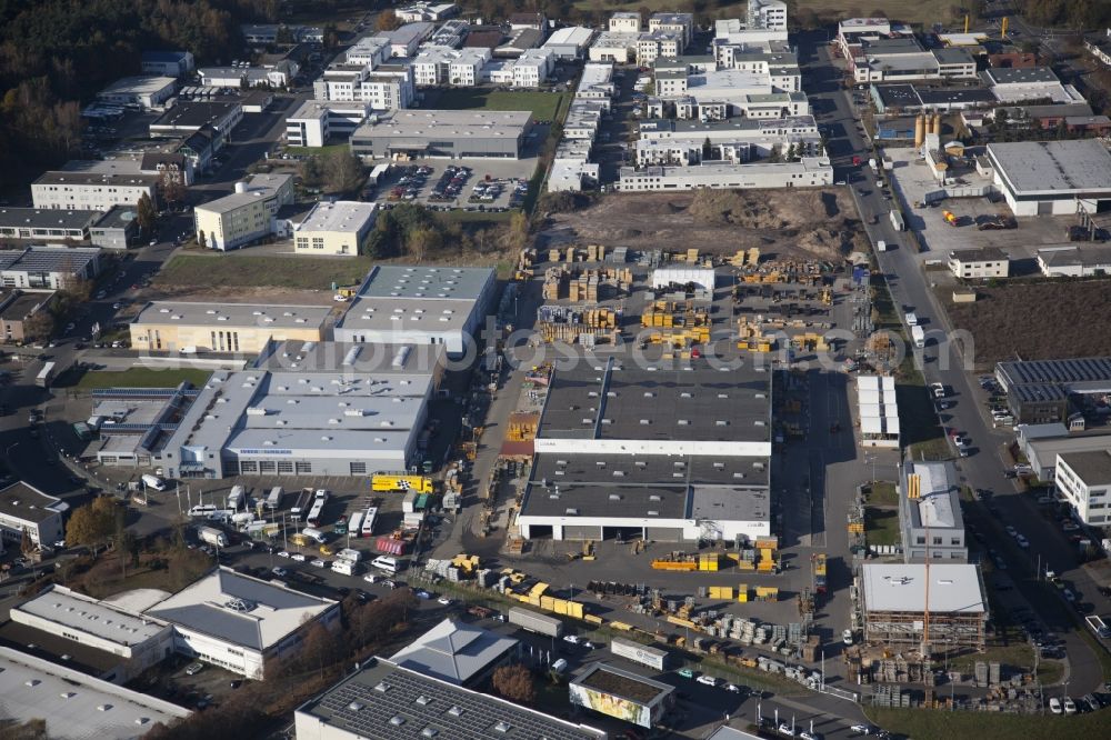 Rödermark from above - Industrial estate and company settlement at the Carl Zeiss-Strasse in the district Ober-Roden in Roedermark in the state Hesse