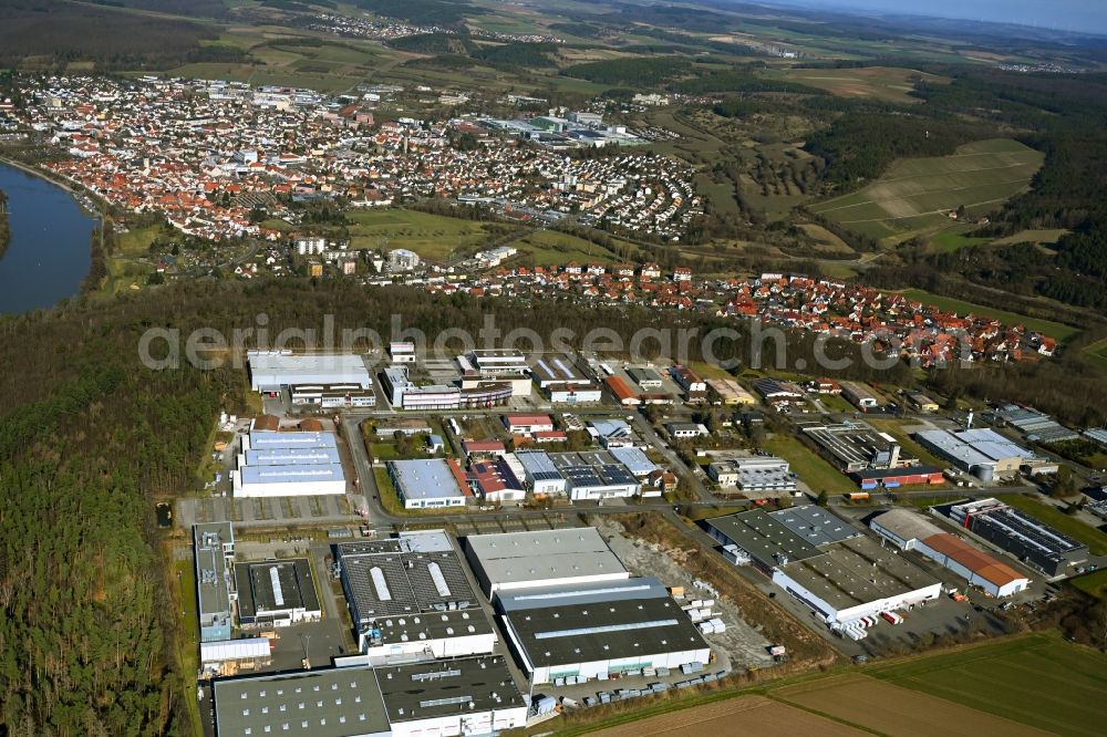 Aerial photograph Marktheidenfeld - Industrial estate and company settlement Dillberg in Marktheidenfeld in the state Bavaria, Germany