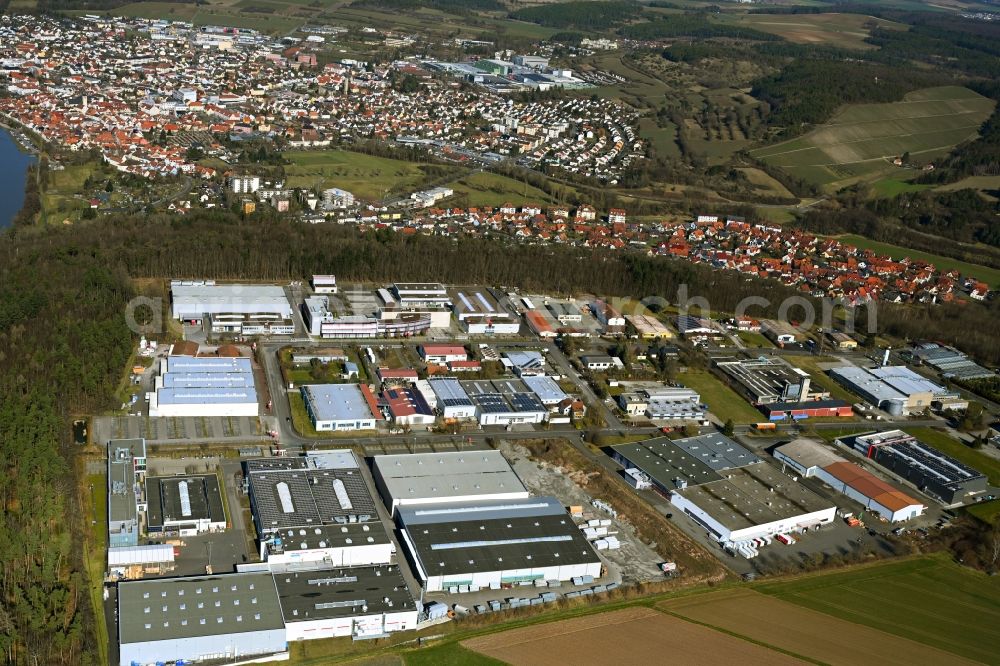 Marktheidenfeld from above - Industrial estate and company settlement Dillberg in Marktheidenfeld in the state Bavaria, Germany