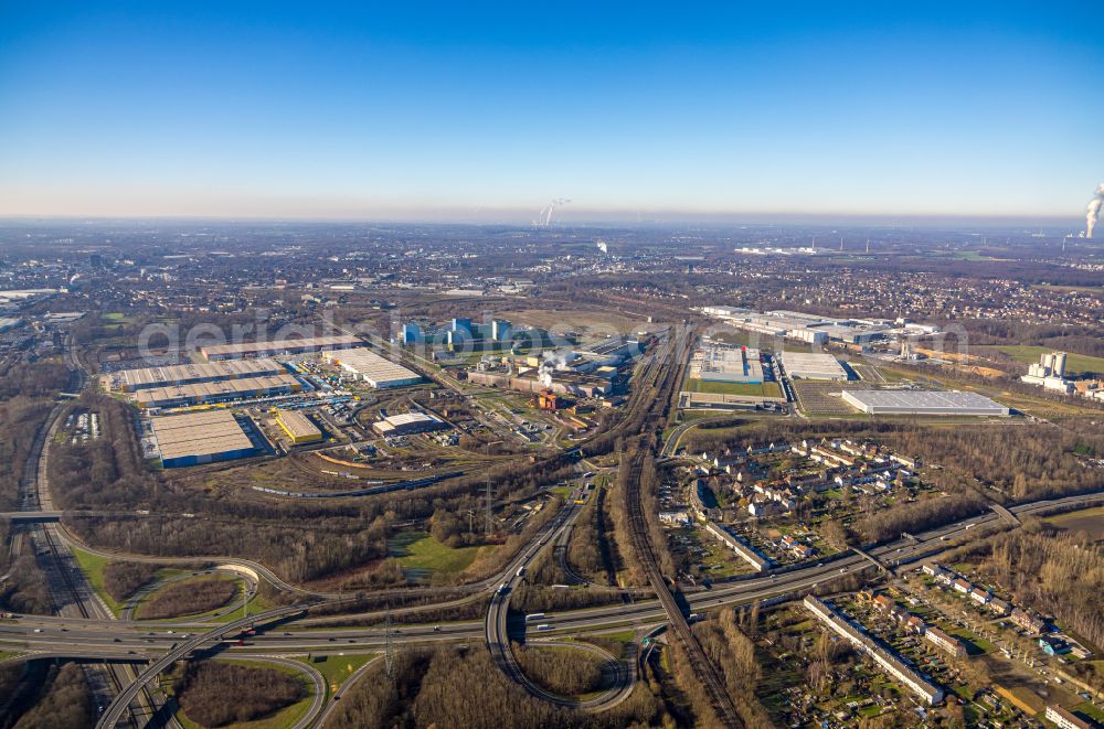 Aerial image Dortmund - Industrial estate and company settlement in the district Westfalenhuette in Dortmund at Ruhrgebiet in the state North Rhine-Westphalia, Germany