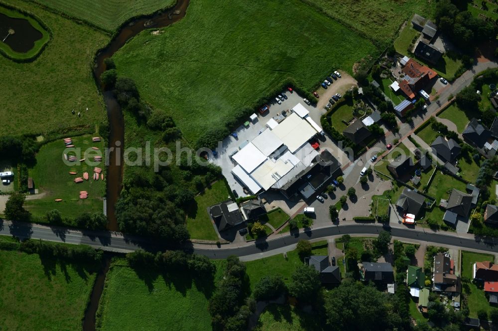 Eggebek from above - Commercial area and business establishment of Hoppe Fleischwaren GmbH in Eggebek in Schleswig-Holstein