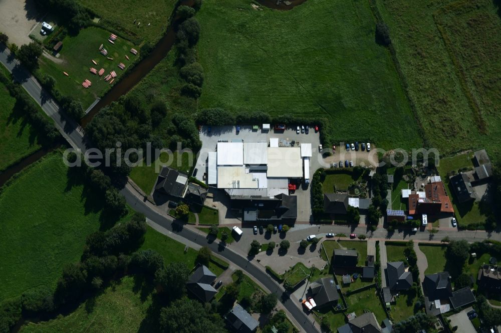 Eggebek from the bird's eye view: Commercial area and business establishment of Hoppe Fleischwaren GmbH in Eggebek in Schleswig-Holstein