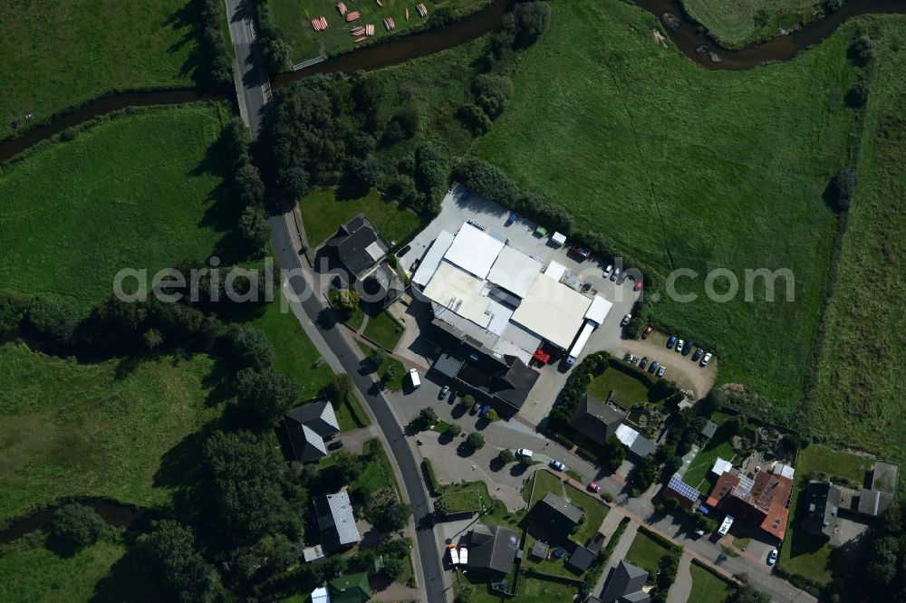 Aerial image Eggebek - Commercial area and business establishment of Hoppe Fleischwaren GmbH in Eggebek in Schleswig-Holstein