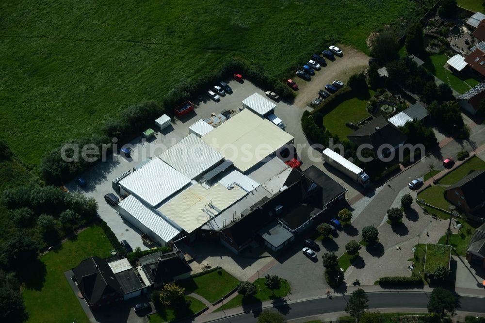 Aerial image Eggebek - Commercial area and business establishment of Hoppe Fleischwaren GmbH in Eggebek in Schleswig-Holstein