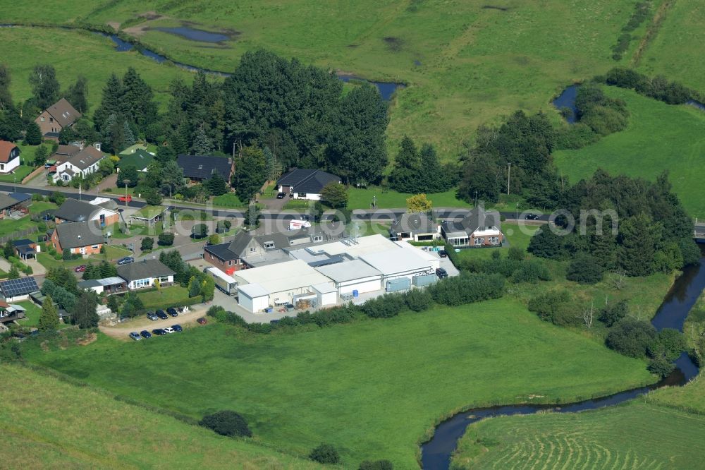 Eggebek from above - Commercial area and business establishment of Hoppe Fleischwaren GmbH in Eggebek in Schleswig-Holstein