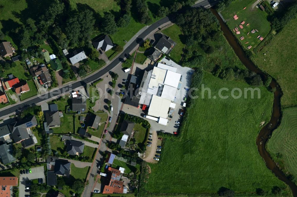 Aerial image Eggebek - Commercial area and business establishment of Hoppe Fleischwaren GmbH in Eggebek in Schleswig-Holstein