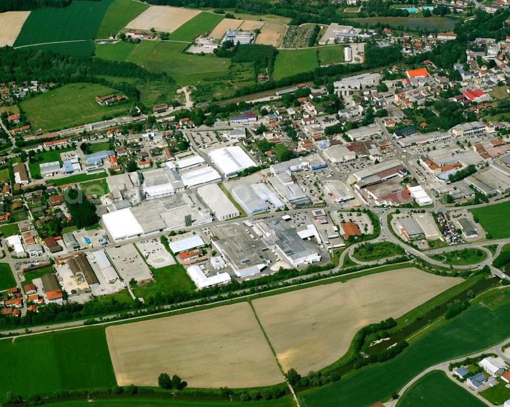 Aerial photograph Eggenfelden - Industrial estate and company settlement in Eggenfelden in the state Bavaria, Germany