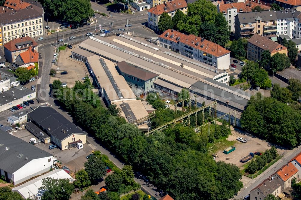 Aerial photograph Witten - Industrial estate and company buildings with former industrial production halls between Jahnstrasse and Augustastrasse in Witten in the state of North Rhine-Westphalia