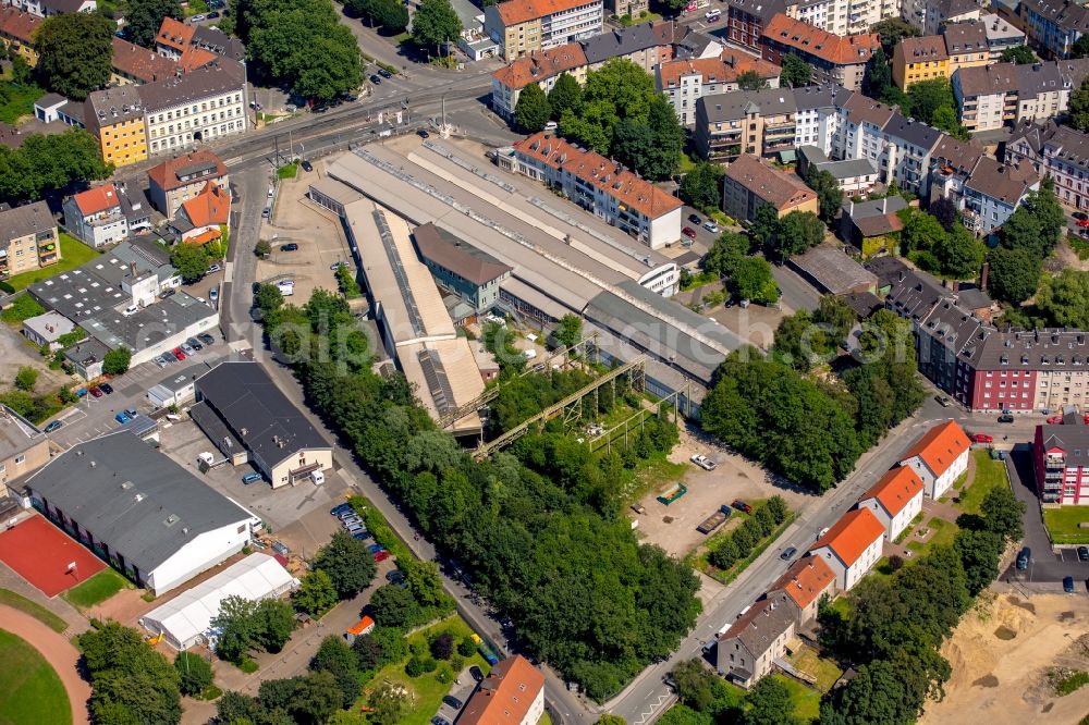 Witten from above - Industrial estate and company buildings with former industrial production halls between Jahnstrasse and Augustastrasse in Witten in the state of North Rhine-Westphalia