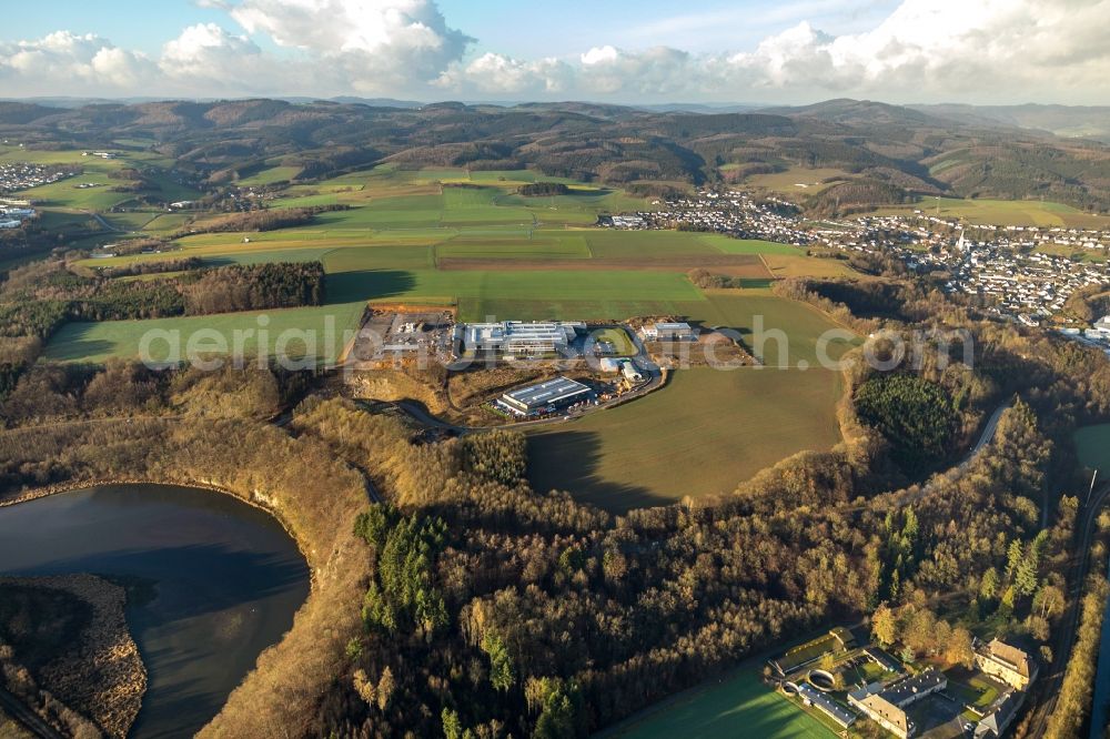 Finnentrop from above - Industrial estate and company settlement on Eibachstrasse in Finnentrop in the state North Rhine-Westphalia, Germany