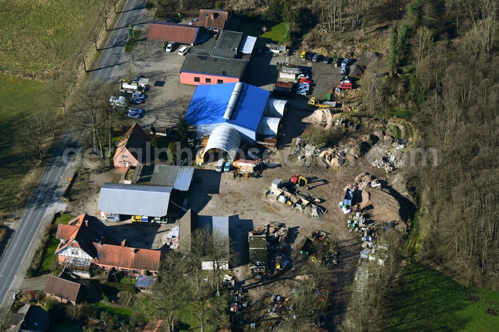 Eimke from the bird's eye view: Industrial estate and company settlement in Eimke in the state Lower Saxony, Germany