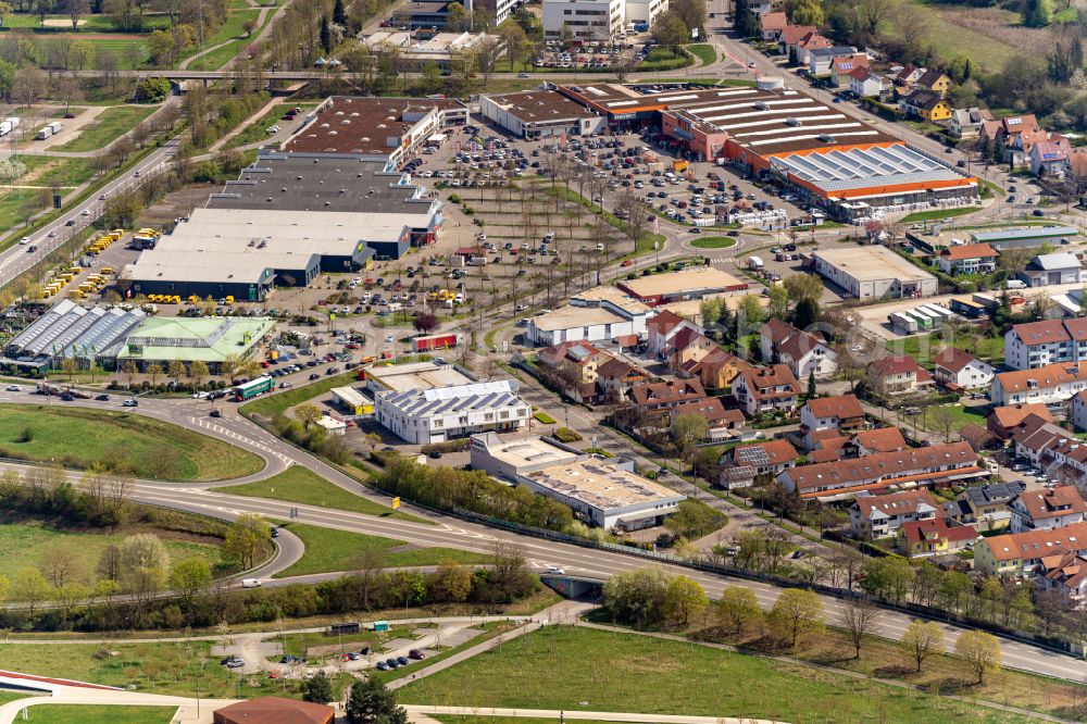 Lahr/Schwarzwald from the bird's eye view: Industrial estate and company settlement Goetzmann in Lahr/Schwarzwald in the state Baden-Wurttemberg, Germany