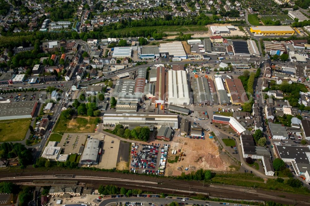 Schwelm from the bird's eye view: Industrial estate and company settlement on Eisenwerkstrasse in Schwelm in the state of North Rhine-Westphalia