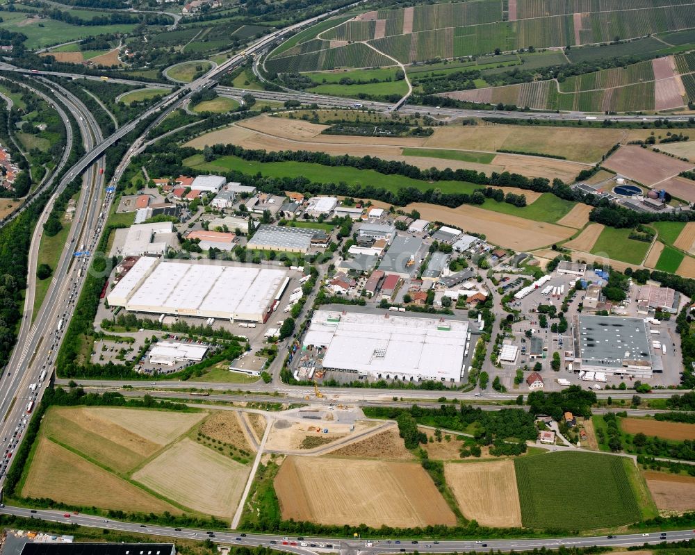 Ellhofen from the bird's eye view: Industrial estate and company settlement in Ellhofen in the state Baden-Wuerttemberg, Germany