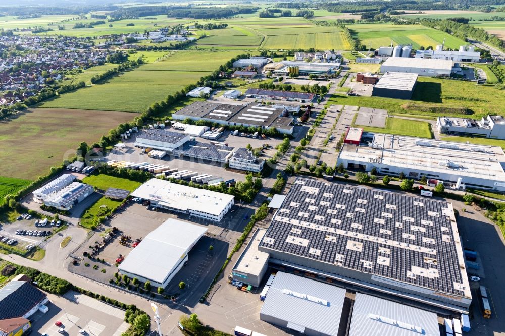 Empfingen from above - Industrial estate and company settlement on A81 in Empfingen in the state Baden-Wurttemberg, Germany