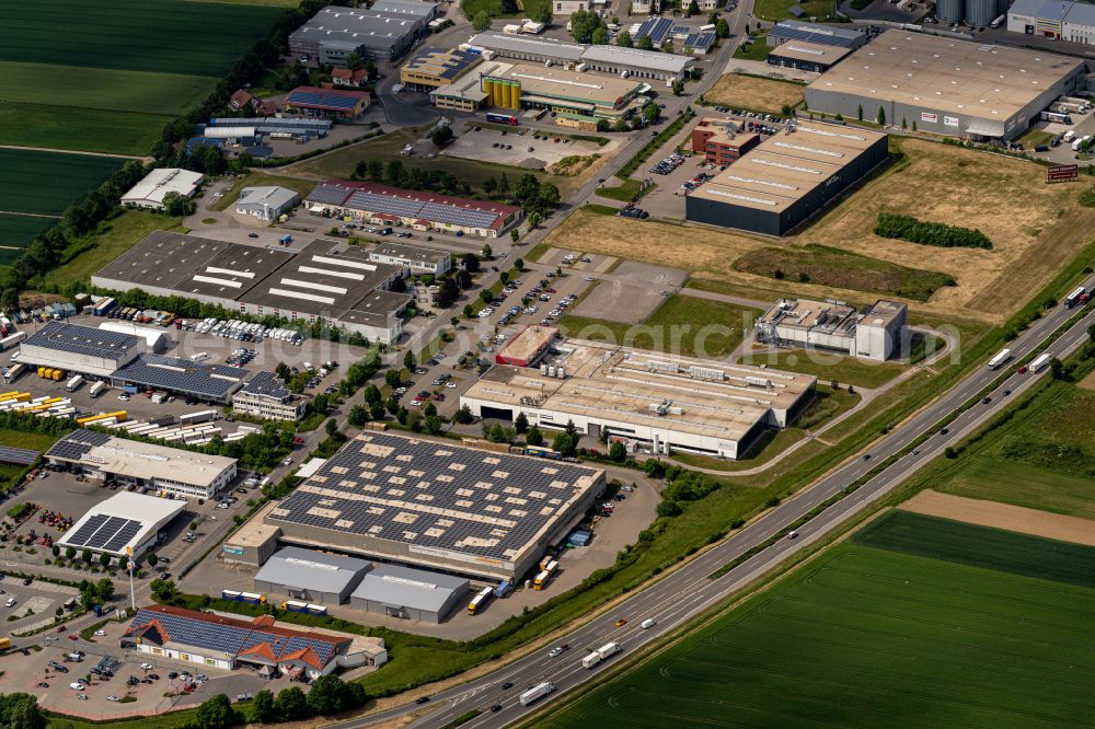 Aerial photograph Empfingen - Industrial estate and company settlement on street Robert-Bosch-Strasse in Empfingen in the state Baden-Wuerttemberg, Germany