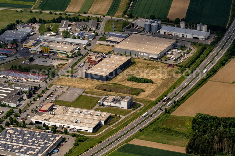 Empfingen from above - Industrial estate and company settlement on street Robert-Bosch-Strasse in Empfingen in the state Baden-Wuerttemberg, Germany