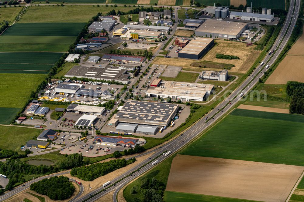 Empfingen from the bird's eye view: Industrial estate and company settlement on street Robert-Bosch-Strasse in Empfingen in the state Baden-Wuerttemberg, Germany