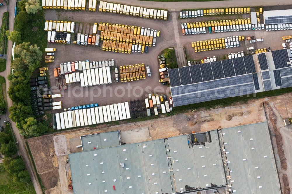 Aerial photograph Rohrbach - Industrial estate and company settlement Sued with Engel & Engel GmbH DHL-Paket-Transporter-Verwertung in Rohrbach in the state Rhineland-Palatinate, Germany