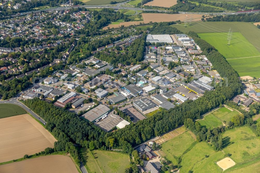 Aerial image Essen - Industrial estate and company settlement along the Adlerstrasse in Essen in the state North Rhine-Westphalia, Germany