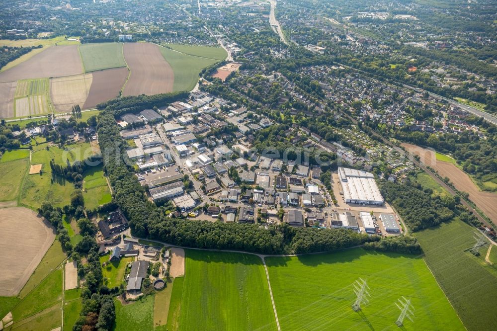 Aerial photograph Essen - Industrial estate and company settlement along the Adlerstrasse in Essen in the state North Rhine-Westphalia, Germany