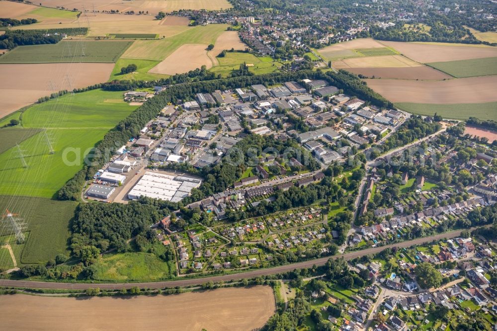 Essen from above - Industrial estate and company settlement along the Adlerstrasse in Essen in the state North Rhine-Westphalia, Germany