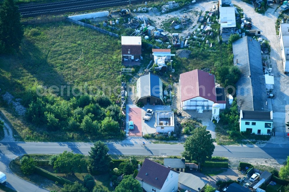 Aerial image Bernau - Industrial estate and company settlement along the Albertshofer Chaussee in Bernau in the state Brandenburg, Germany