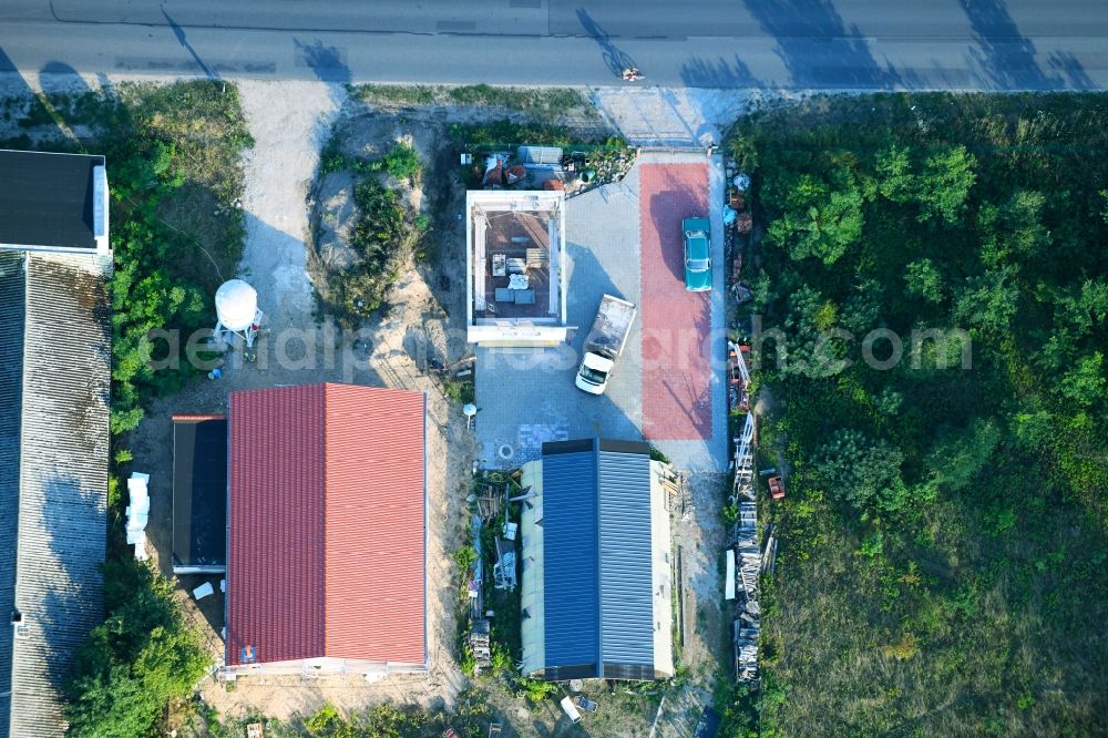 Aerial photograph Bernau - Industrial estate and company settlement along the Albertshofer Chaussee in Bernau in the state Brandenburg, Germany