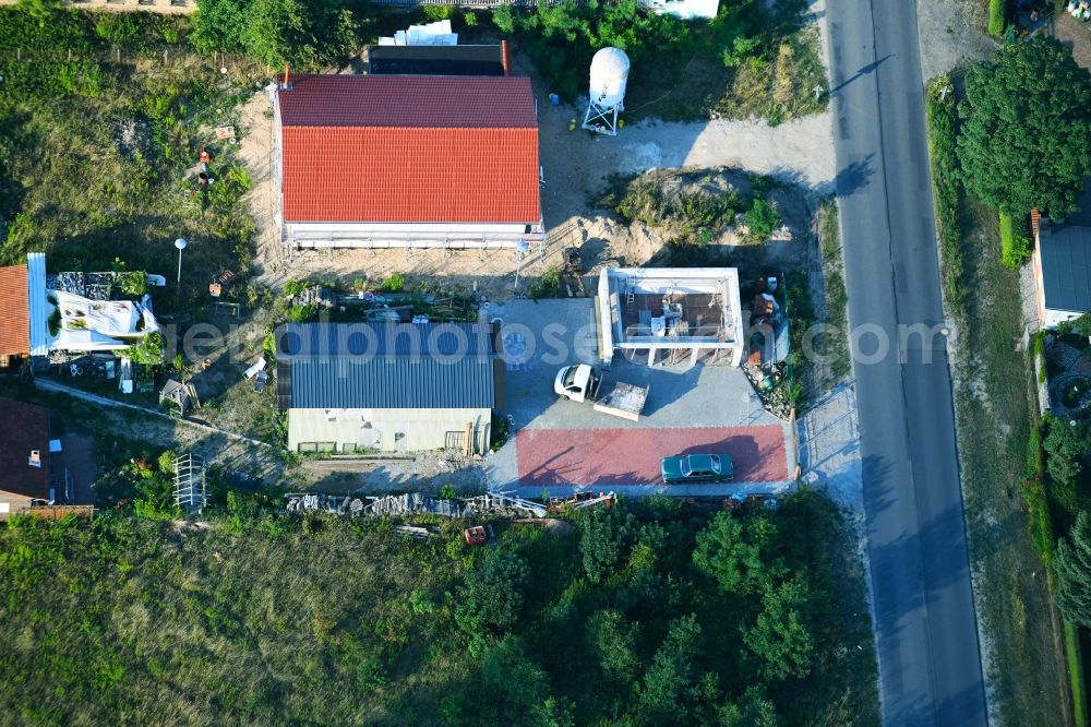 Aerial image Bernau - Industrial estate and company settlement along the Albertshofer Chaussee in Bernau in the state Brandenburg, Germany