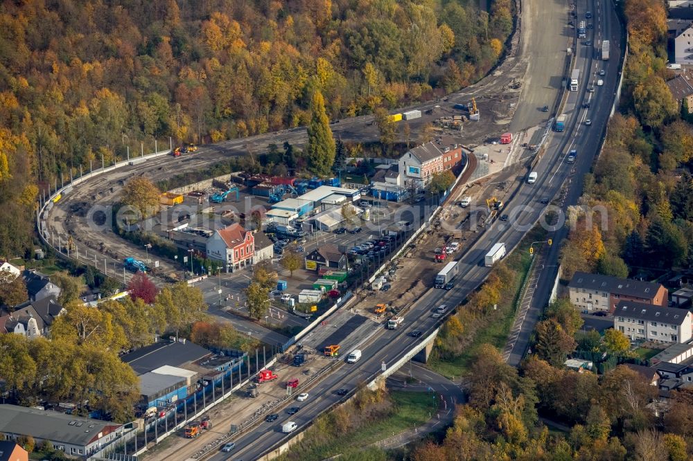 Aerial photograph Essen - Industrial estate and company settlement along the BAB A42 in Essen in the state North Rhine-Westphalia, Germany