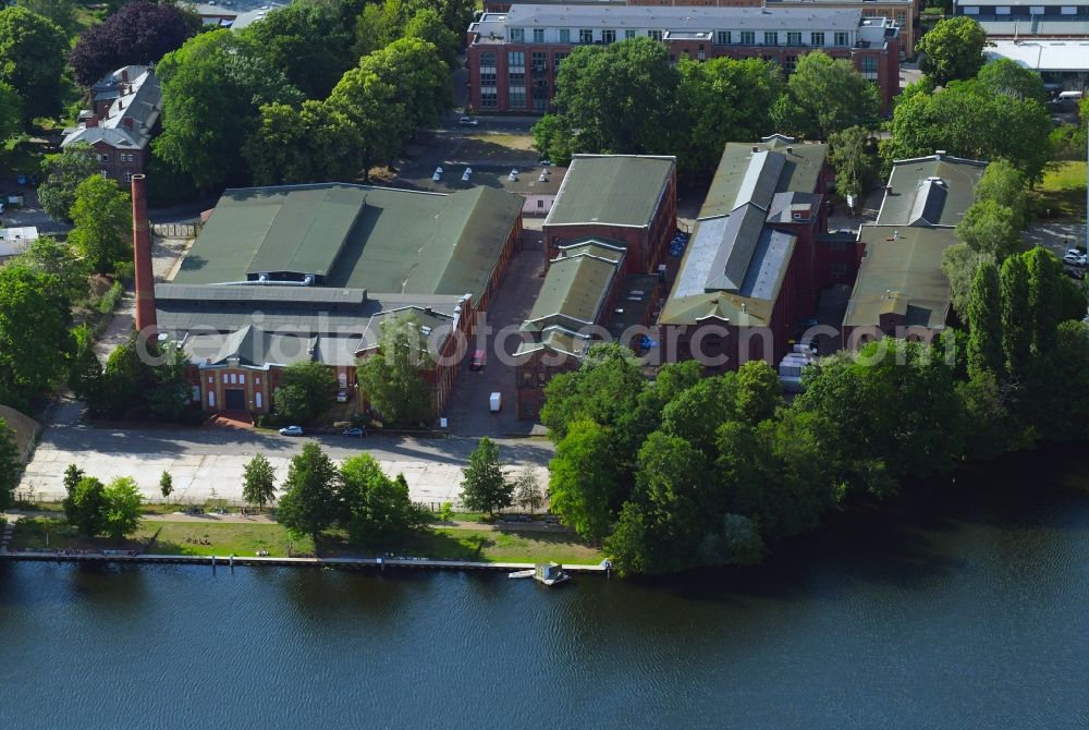 Aerial image Berlin - Industrial estate and company settlement along the Eiswerderstrasse in the district Hakenfelde in Berlin, Germany