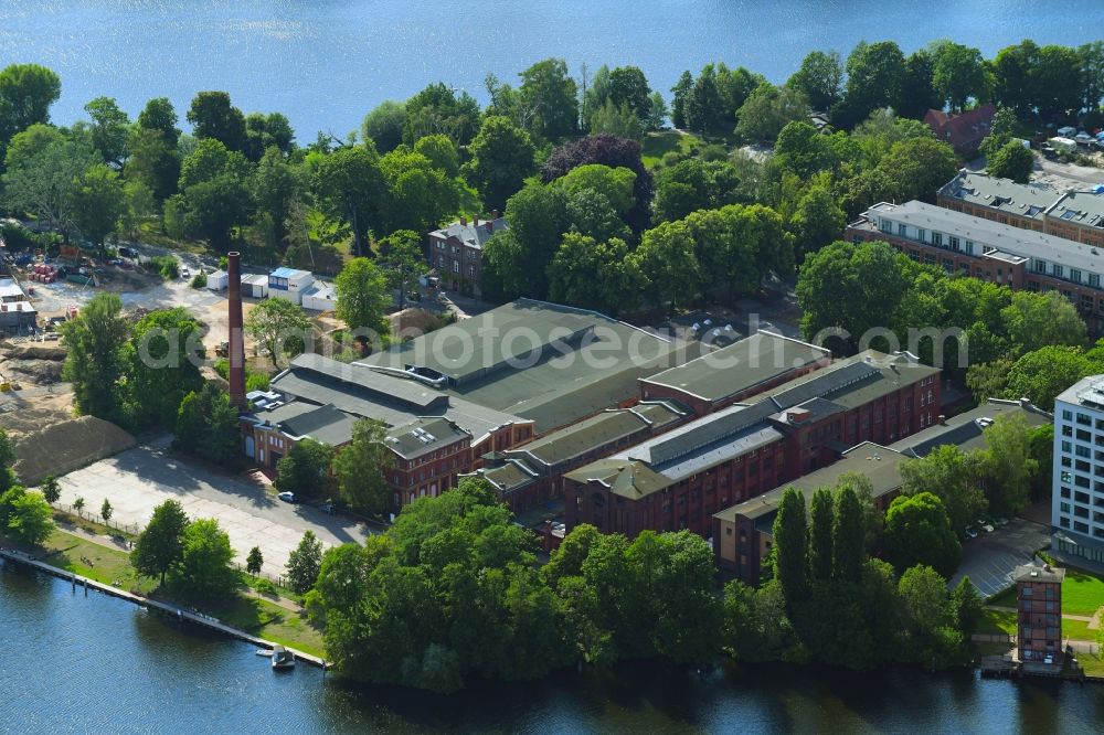 Berlin from above - Industrial estate and company settlement along the Eiswerderstrasse in the district Hakenfelde in Berlin, Germany