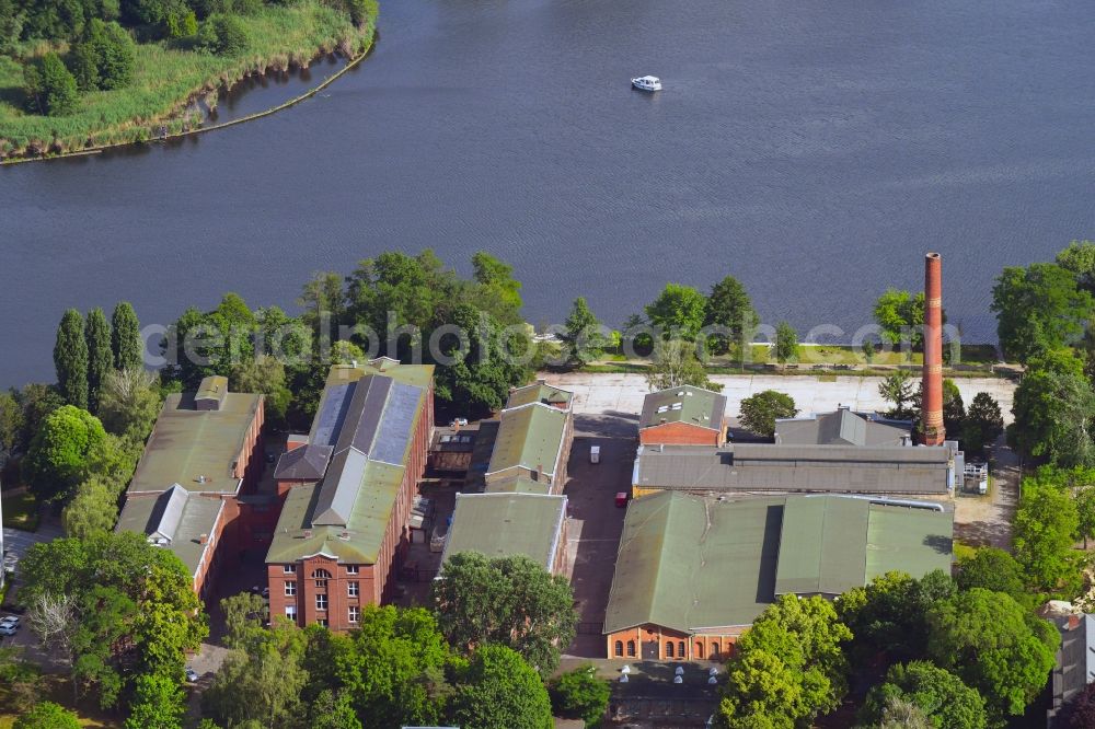 Berlin from above - Industrial estate and company settlement along the Eiswerderstrasse in the district Hakenfelde in Berlin, Germany